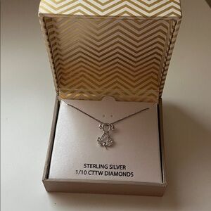 Elegant Silver Diamond , Dog Pendant Necklace